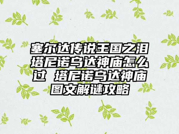 塞尔达传说王国之泪塔尼诺乌达神庙怎么过 塔尼诺乌达神庙图文解谜攻略