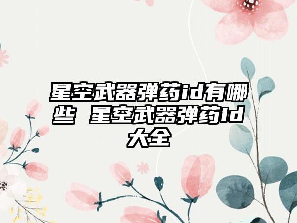 星空武器弹药id有哪些 星空武器弹药id大全