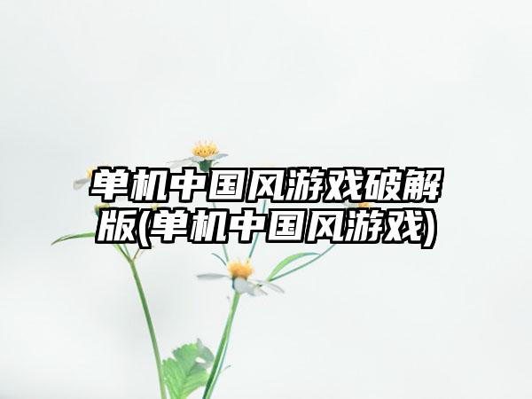 单机中国风游戏破解版(单机中国风游戏)