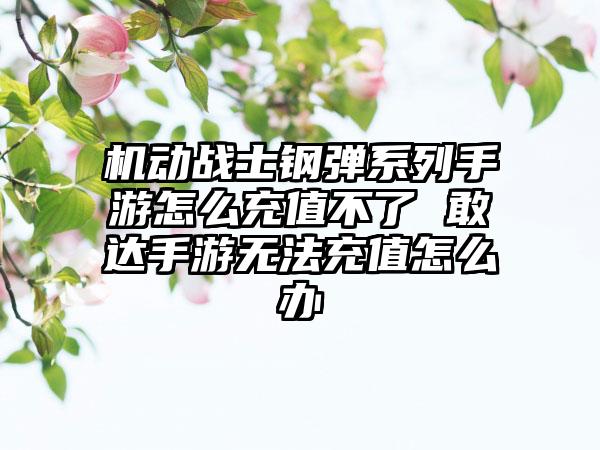 机动战士钢弹系列手游怎么充值不了 敢达手游无法充值怎么办