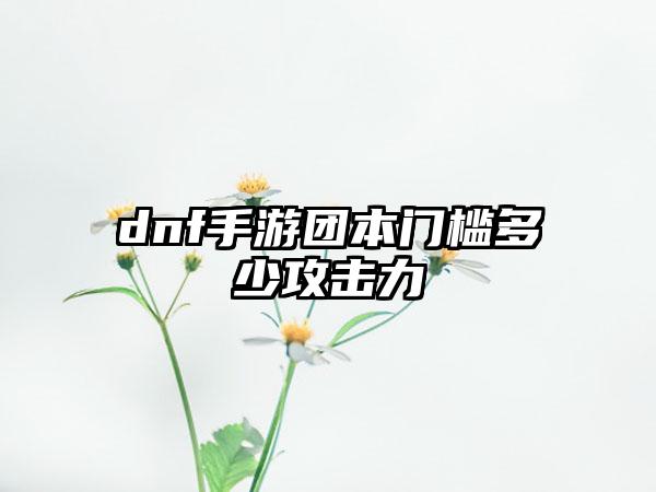 dnf手游团本门槛多少攻击力