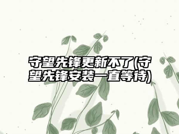 守望先锋更新不了(守望先锋安装一直等待)