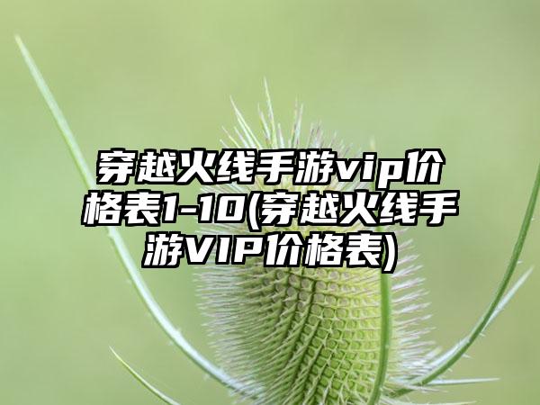 穿越火线手游vip价格表1-10(穿越火线手游VIP价格表)