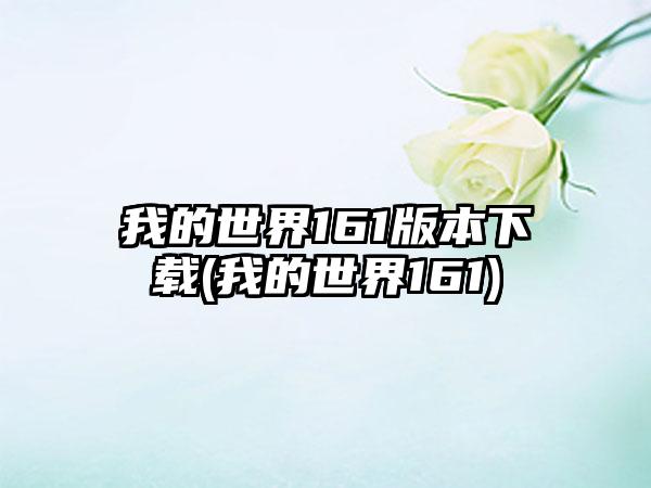 我的世界161版本下载(我的世界161)