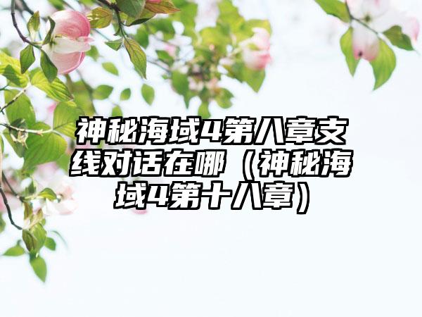 神秘海域4第八章支线对话在哪（神秘海域4第十八章）