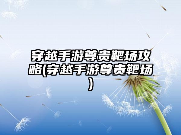 穿越手游尊贵靶场攻略(穿越手游尊贵靶场)