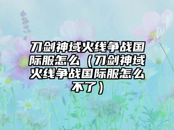 刀剑神域火线争战国际服怎么（刀剑神域火线争战国际服怎么不了）