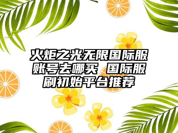 火炬之光无限国际服账号去哪买 国际服刷初始平台推荐