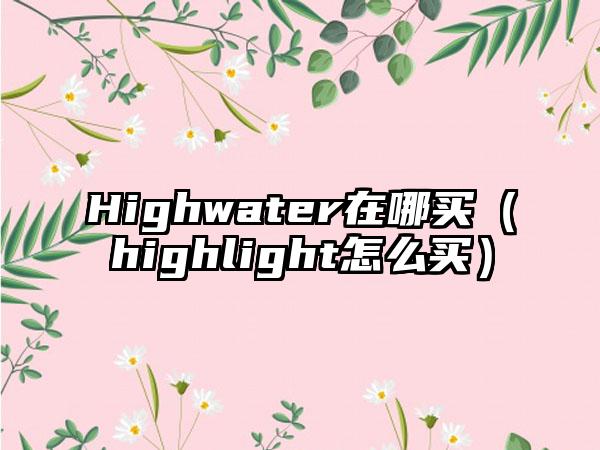 Highwater在哪买（highlight怎么买）