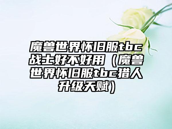 魔兽世界怀旧服tbc战士好不好用（魔兽世界怀旧服tbc猎人升级天赋）