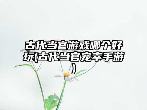 古代当官游戏哪个好玩(古代当官宠幸手游)