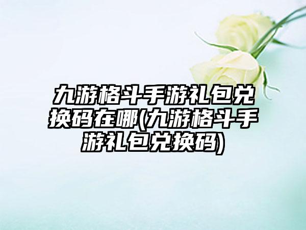 九游格斗手游礼包兑换码在哪(九游格斗手游礼包兑换码)