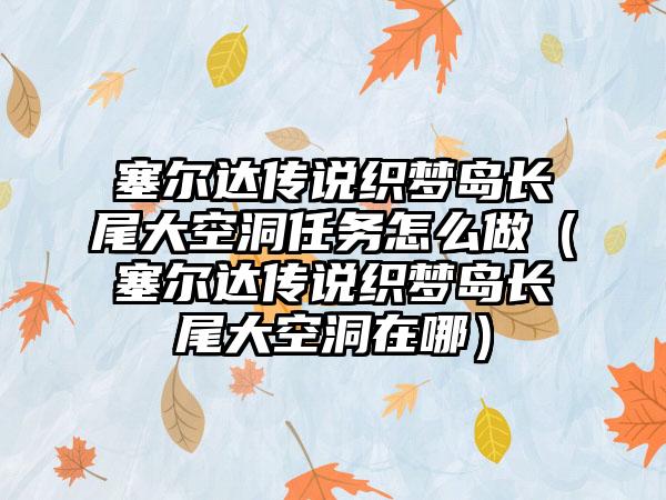 塞尔达传说织梦岛长尾大空洞任务怎么做（塞尔达传说织梦岛长尾大空洞在哪）