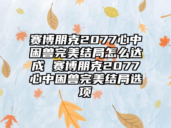 赛博朋克2077心中困兽完美结局怎么达成 赛博朋克2077心中困兽完美结局选项