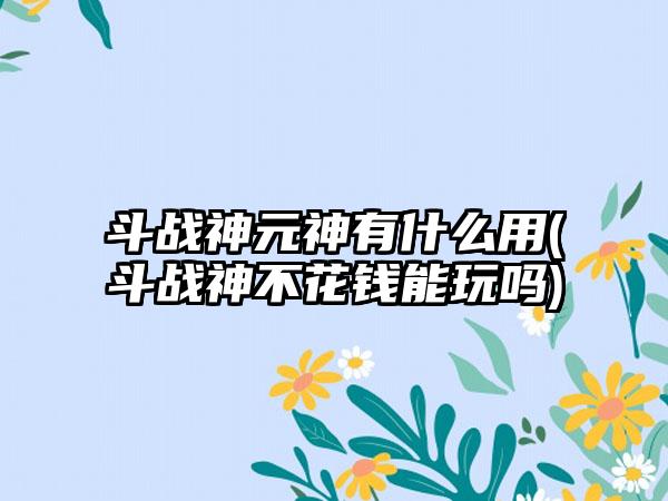 斗战神元神有什么用(斗战神不花钱能玩吗)