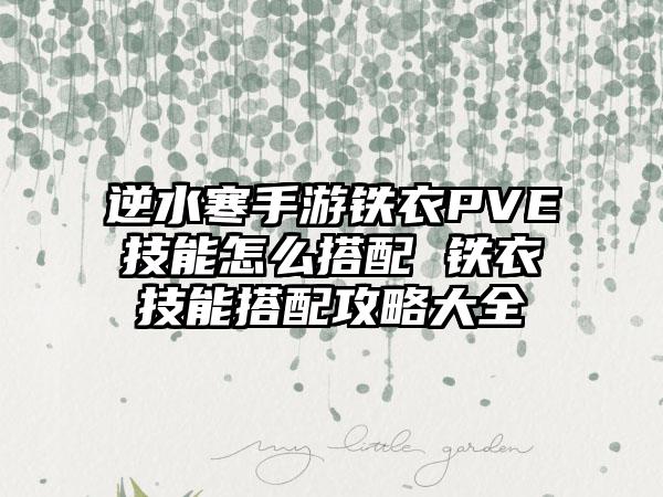逆水寒手游铁衣PVE技能怎么搭配 铁衣技能搭配攻略大全