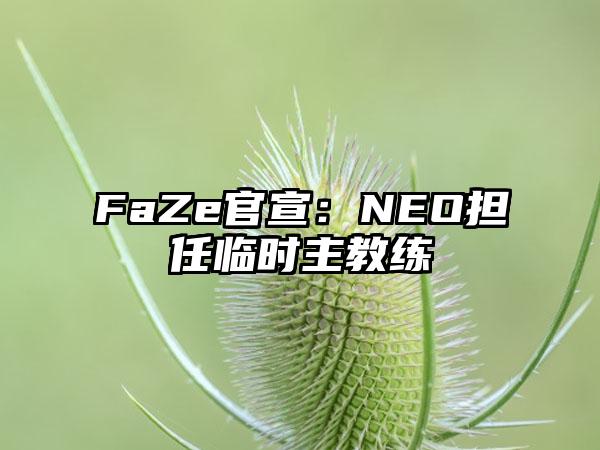 FaZe官宣：NEO担任临时主教练