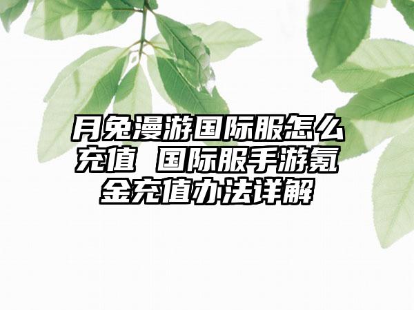 月兔漫游国际服怎么充值 国际服手游氪金充值办法详解