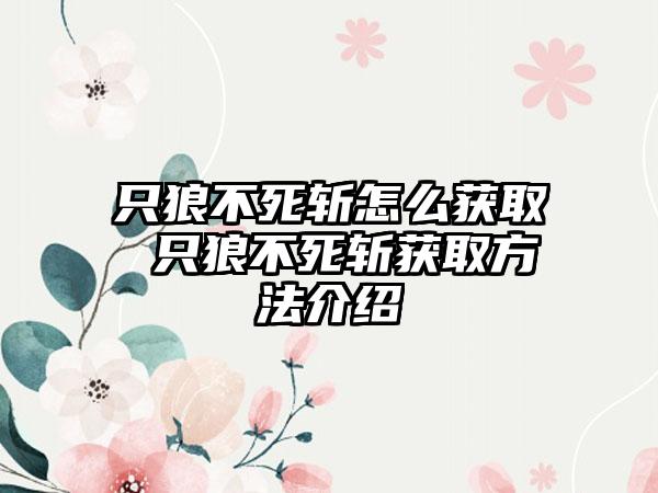 只狼不死斩怎么获取 只狼不死斩获取方法介绍