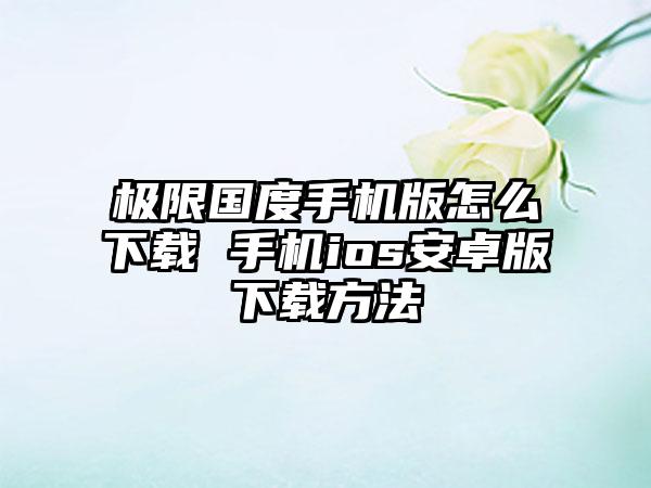 极限国度手机版怎么下载 手机ios安卓版下载方法