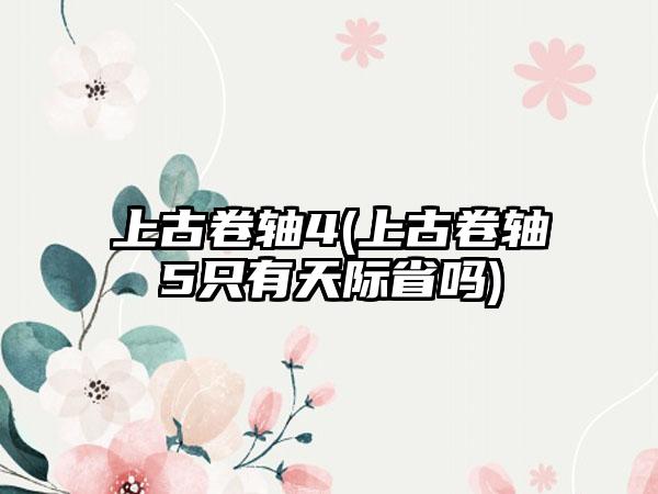 上古卷轴4(上古卷轴5只有天际省吗)