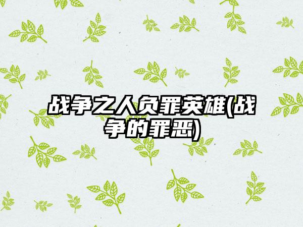 战争之人负罪英雄(战争的罪恶)