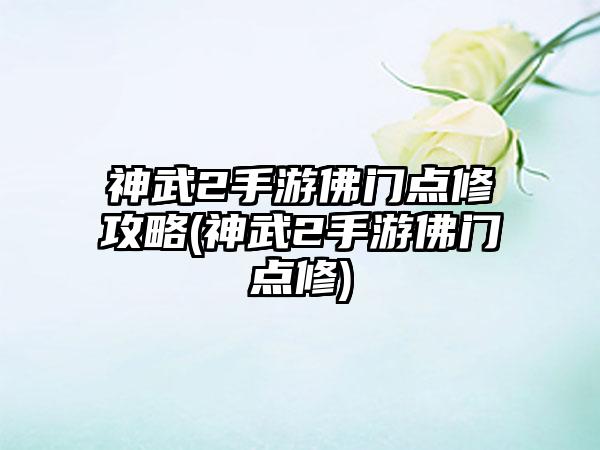 神武2手游佛门点修攻略(神武2手游佛门点修)