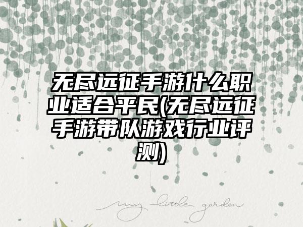 无尽远征手游什么职业适合平民(无尽远征手游带队游戏行业评测)