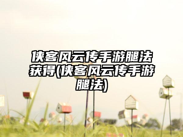 侠客风云传手游腿法获得(侠客风云传手游腿法)