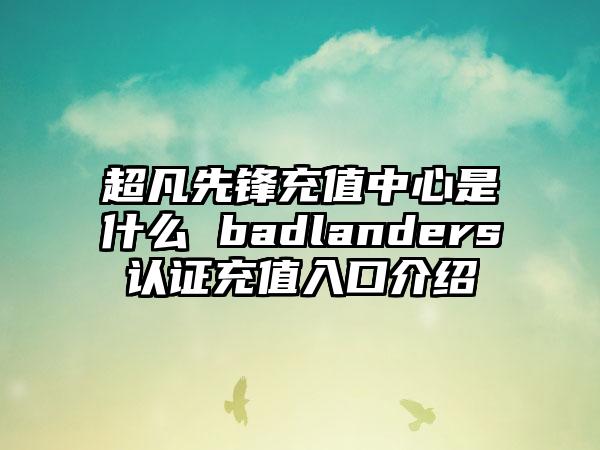 超凡先锋充值中心是什么 badlanders认证充值入口介绍