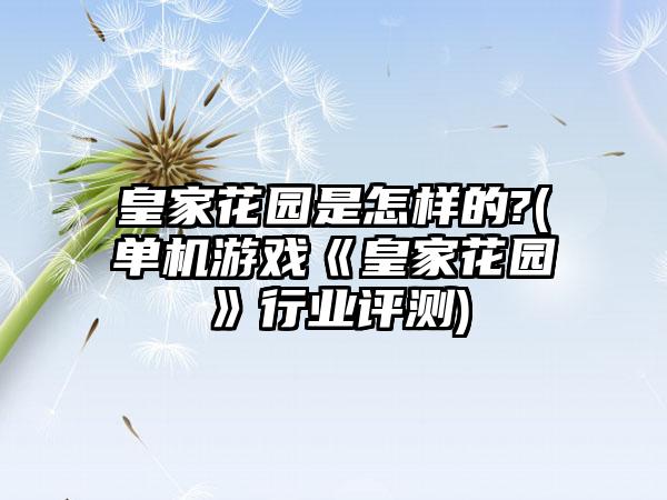 皇家花园是怎样的?(单机游戏《皇家花园》行业评测)