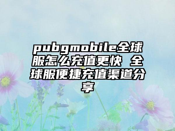 pubgmobile全球服怎么充值更快 全球服便捷充值渠道分享