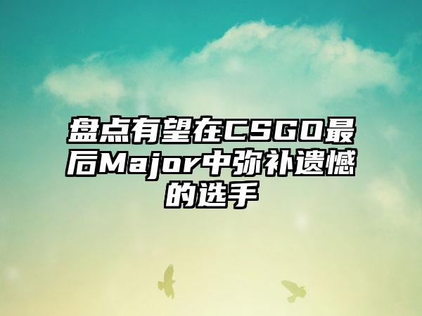 盘点有望在CSGO最后Major中弥补遗憾的选手