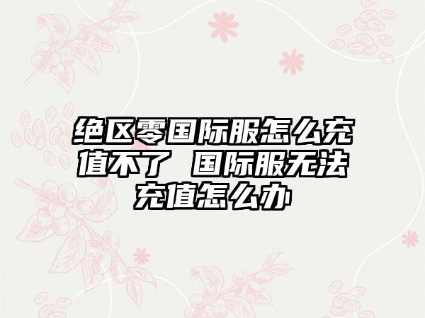 绝区零国际服怎么充值不了 国际服无法充值怎么办