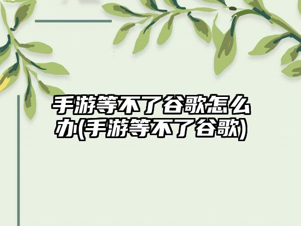 手游等不了谷歌怎么办(手游等不了谷歌)