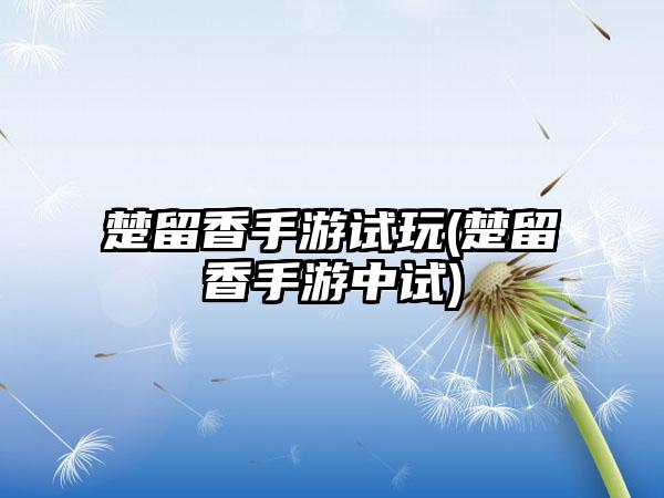 楚留香手游试玩(楚留香手游中试)