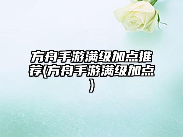 方舟手游满级加点推荐(方舟手游满级加点)