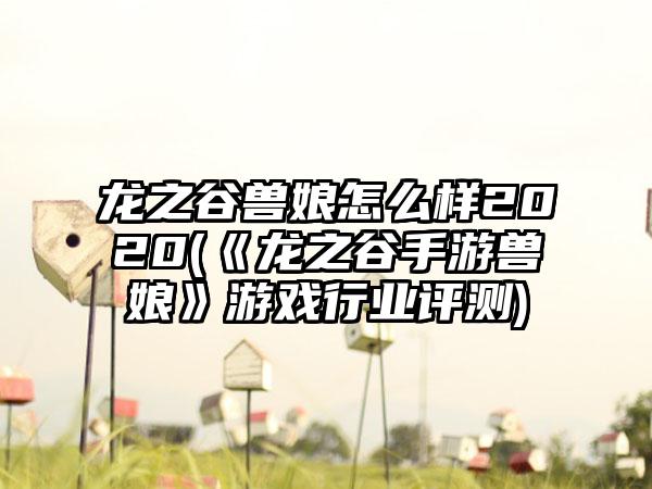 龙之谷兽娘怎么样2020(《龙之谷手游兽娘》游戏行业评测)