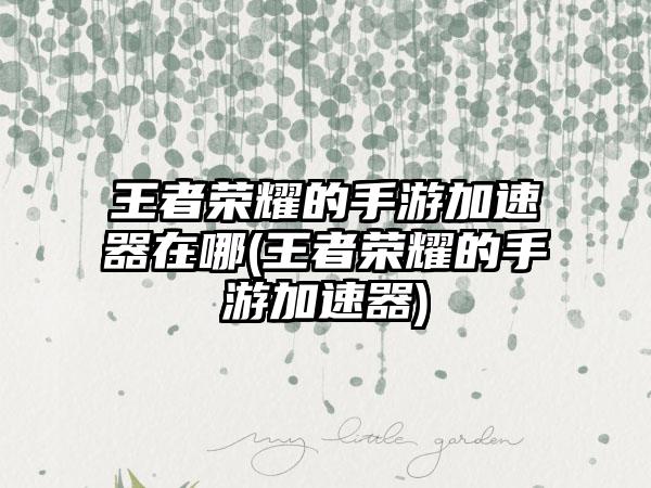 王者荣耀的手游加速器在哪(王者荣耀的手游加速器)