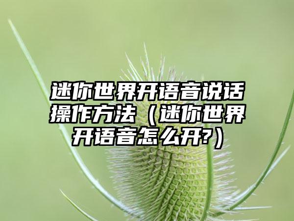 迷你世界开语音说话操作方法（迷你世界开语音怎么开?）