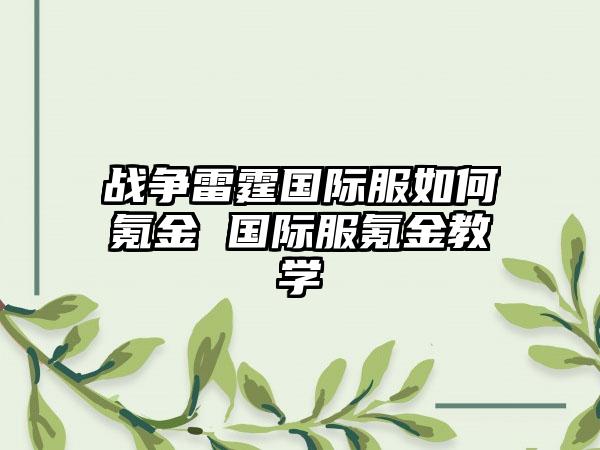 战争雷霆国际服如何氪金 国际服氪金教学