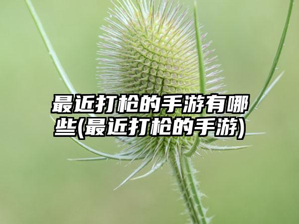 最近打枪的手游有哪些(最近打枪的手游)