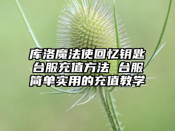库洛魔法使回忆钥匙台服充值方法 台服简单实用的充值教学