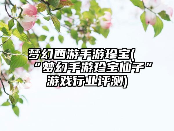 梦幻西游手游珍宝(“梦幻手游珍宝仙子”游戏行业评测)