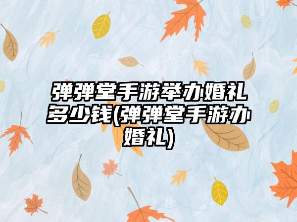 弹弹堂手游举办婚礼多少钱(弹弹堂手游办婚礼)