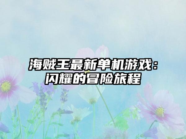 海贼王最新单机游戏：闪耀的冒险旅程