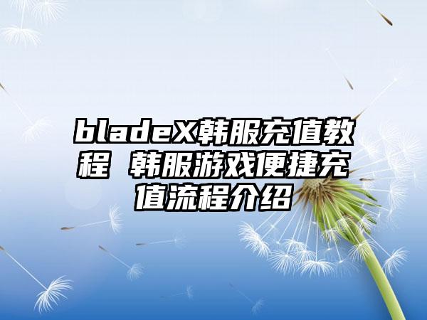 bladeX韩服充值教程 韩服游戏便捷充值流程介绍
