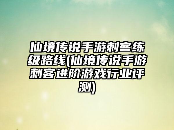 仙境传说手游刺客练级路线(仙境传说手游刺客进阶游戏行业评测)