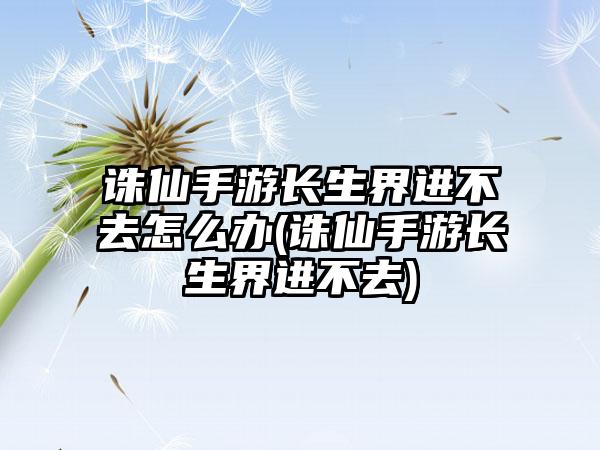 诛仙手游长生界进不去怎么办(诛仙手游长生界进不去)