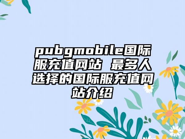 pubgmobile国际服充值网站 最多人选择的国际服充值网站介绍